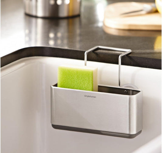 simplehuman Slim Sink Caddy Sponge Holder, Brushed Stainless Steel, Silver