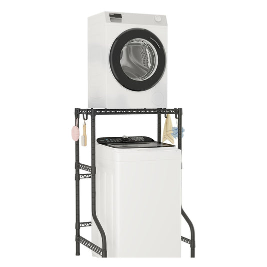 Over Washer Dryer Stacking Rack for Narrow Small Laundry Room and Bathroom, Metal and Heavy-Duty Washer and Dryer Storage Shelves