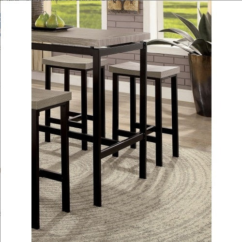 5-Piece Counter Height Dining Set – Two-Tone Black & Gray with Metal Frame and PVC Top