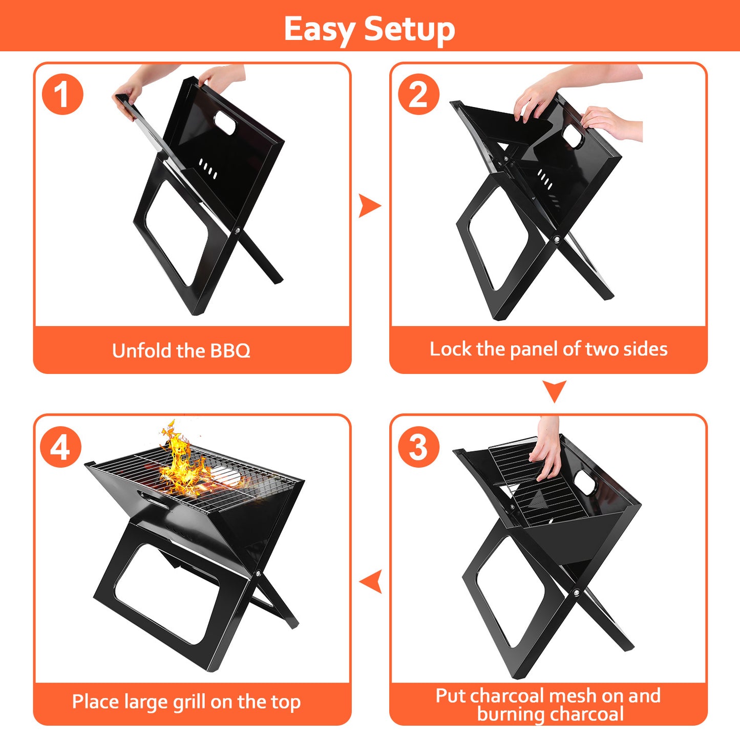 Portable BBQ Grill Foldable Charcoal Grill