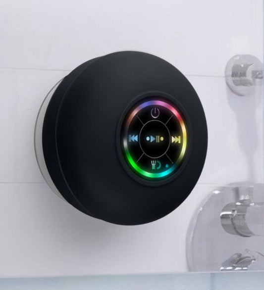Waterproof Bluetooth Speaker with LED Light – Large Suction Cup, Portable & Shower-Ready for Bathroom or Outdoor Use