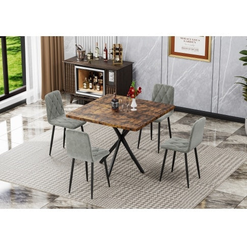 Mid-Century Modern Square Dining Table – Space-Saving