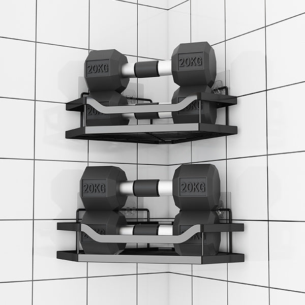 L-Shaped Corner Shower Rack – No-Drill Stainless Steel Shower Caddy with Hooks &amp; Adhesive Mount