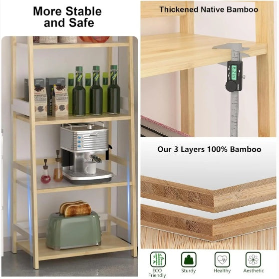5-Tier Bamboo Bookshelf – Modern Tall Bookcase & Storage Organizer for Home, Office, or Corner Display