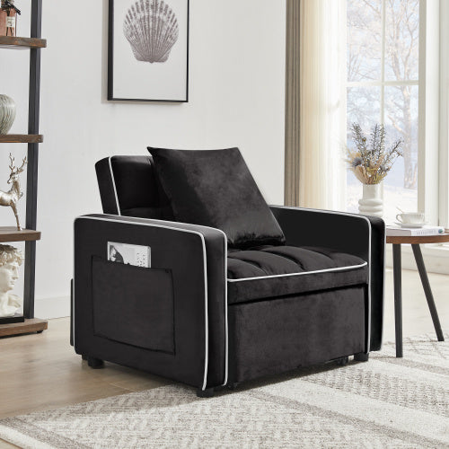 3-in-1 Black Velvet Sofa Bed Chair – Modern Comfort Meets Versatility