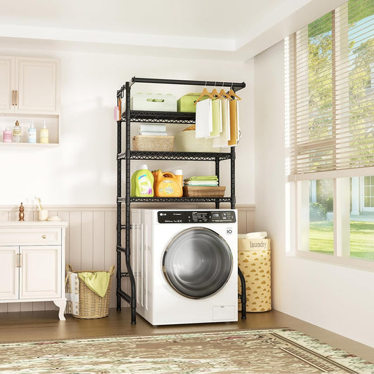 Over Washer & Dryer Storage Shelf – 3-Tier Organizer with Drying Rack