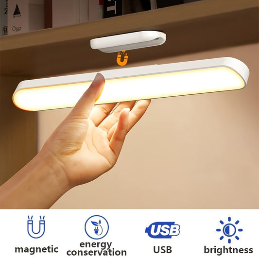 Versatile LED Magnetic Reading Light - 3-Color Adjustable, Portable & No-Drill Installation, USB Rechargeable for Desks, Closets, Dorms
