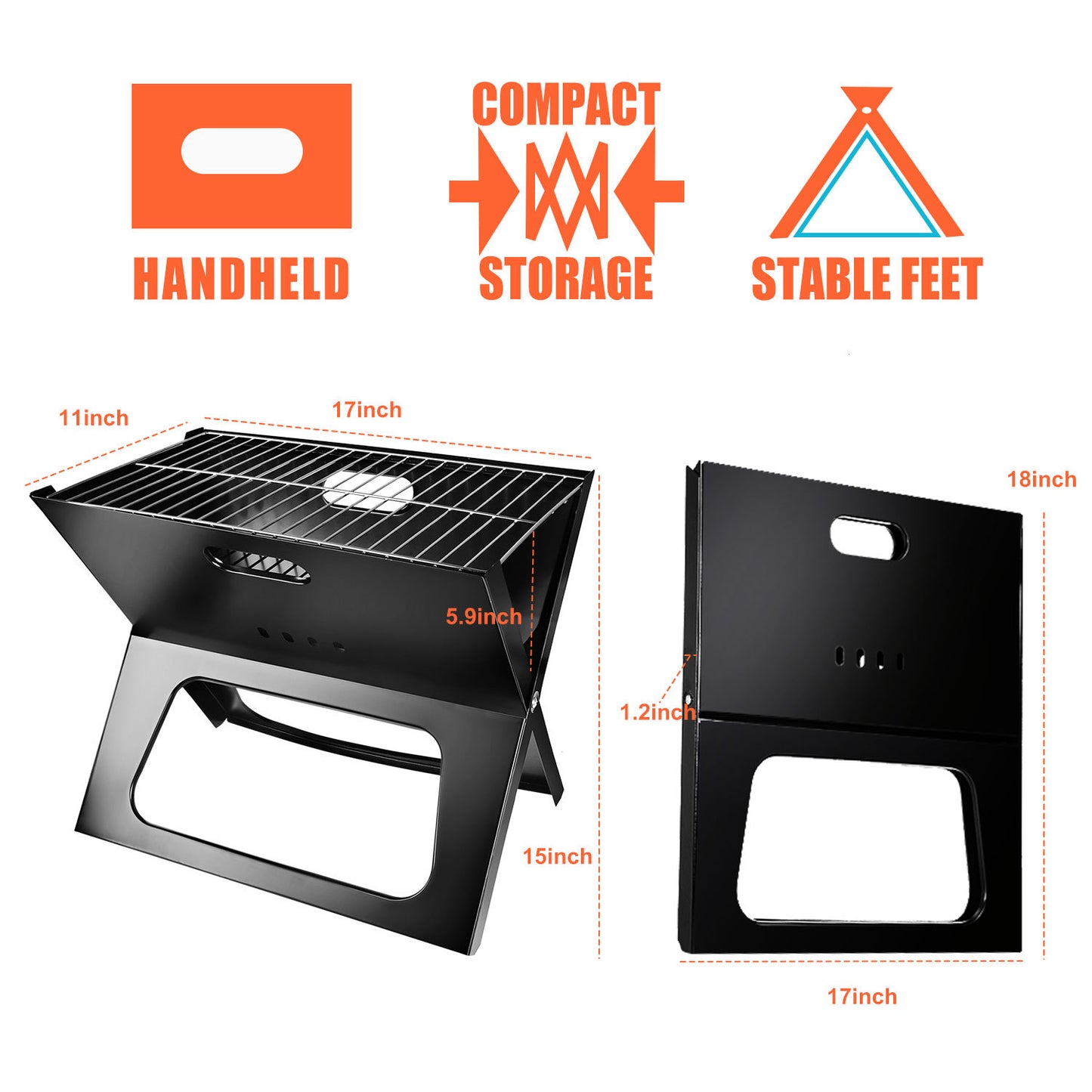 Portable BBQ Grill Foldable Charcoal Grill