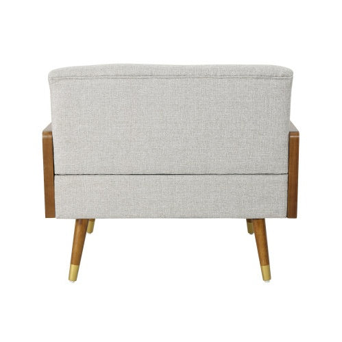 Mid-Century Modern Beige Club Chair with Tufted Upholstery & Gold-Tipped Legs