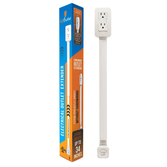Electrical Outlet Extender. Access Hard-to-Reach Outlets! Features USB-A, USB-C, and 2 AC Outlets, Extends 22"-34", Rotates 180°. Use Behind Couches, Nightstands, Desks, and More.