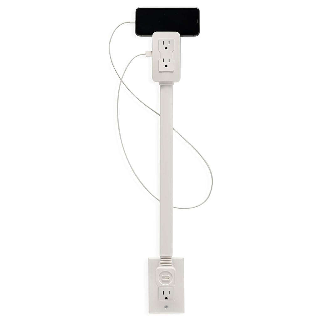 Electrical Outlet Extender. Access Hard-to-Reach Outlets! Features USB-A, USB-C, and 2 AC Outlets, Extends 22"-34", Rotates 180°. Use Behind Couches, Nightstands, Desks, and More.