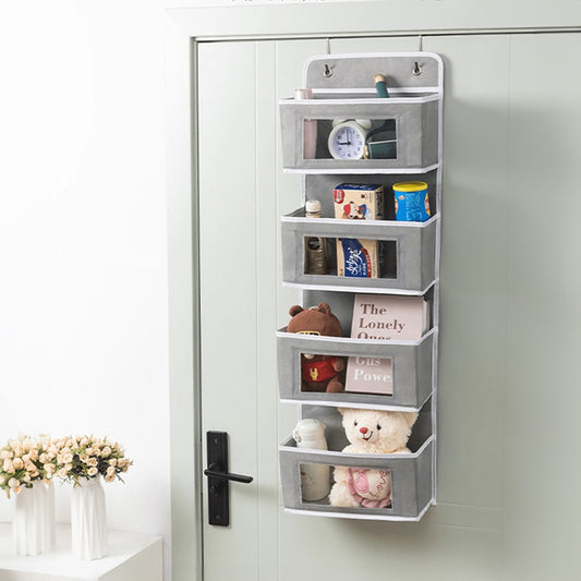 5-Shelf Hanging Storage Organizer – Anti-Tilt Design with 5 Large Pockets, Ideal for Bedroom, Bathroom, or Living Room (Over-the-Door Use)