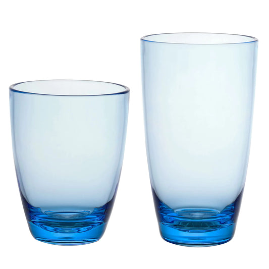 Acrylic Tumbler & Highball Glasses – Set of 8 (Blue, 15.2oz & 20.8oz)