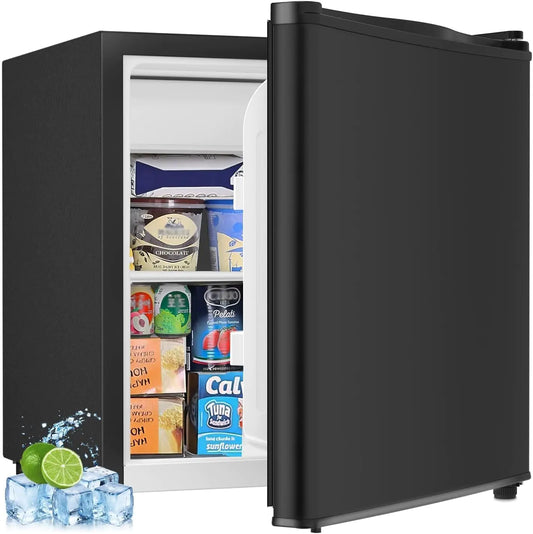 Mini Fridge with Freezer – 1.6 Cu Ft Compact Refrigerator with Removable Shelves, Adjustable Thermostat & Reversible Door for Dorm or Bedroom