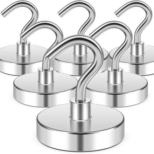 Heavy-Duty Magnetic Hooks – N52 Neodymium Rare Earth Magnets for Hanging on Refrigerator, Kitchen, Office & More