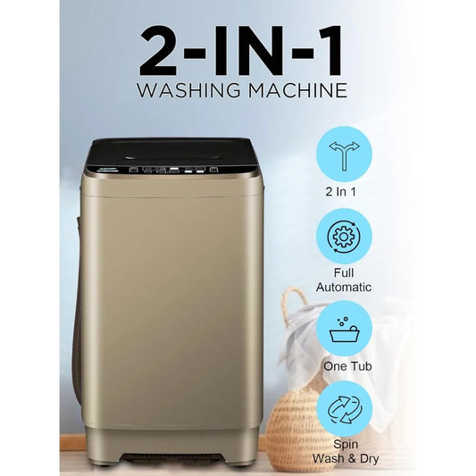 Compact 25 lb Fully Automatic Top-Load Washing Machine – Touch Control, Stainless Steel Tub, 10 Programs
