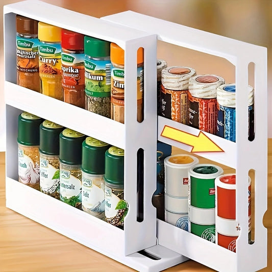 Compact Spice Storage Rack – 2-Tier Swivel Organizer for Countertops