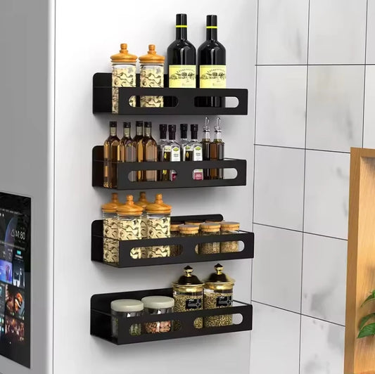 Magnetic Spice Rack Organizer for Refrigerator – Wall Mount Metal Hanging Seasoning Rack