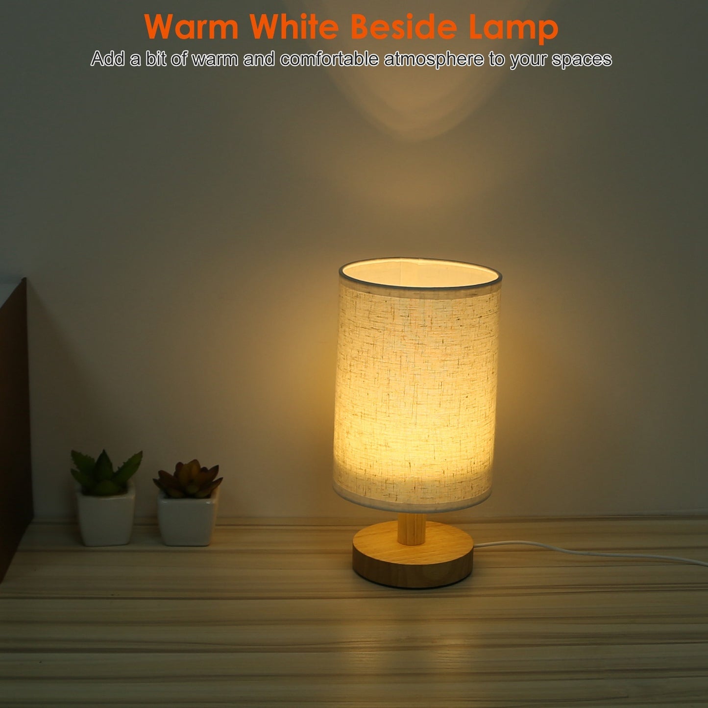 Modern Bedside Lamp with USB Plug – Warm White Light, Minimalist Nightstand Lamp for Bedroom or Dorm