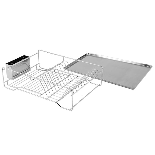Stainless Steel Dish Drying Rack with Drainboard and Cutlery Holder – Kitchen Countertop Dish Organizer