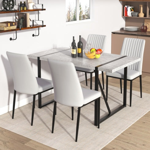 55" Modern Rectangular Dining Table – Gray MDF & Metal Frame, Seats 4 (Table Only)