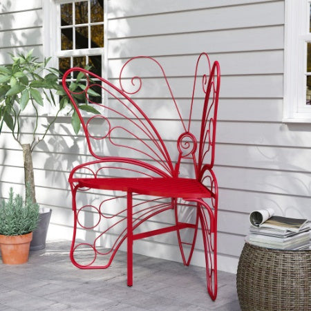 Modern Butterfly Cast Metal Garden Bench – Outdoor Patio Seating for Porch, Yard, or Patio