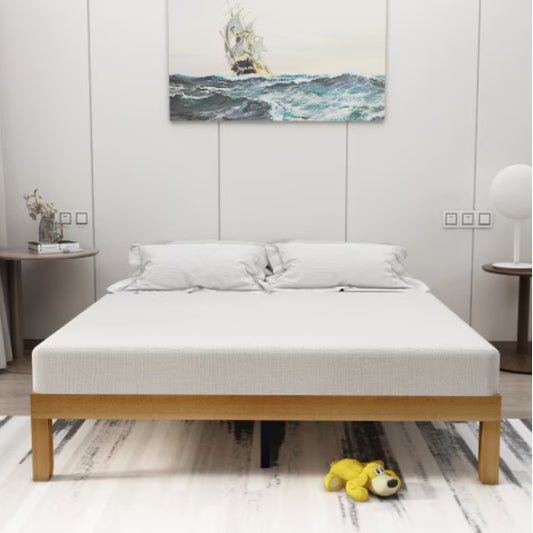 Queen Size Wood Platform Bed Frame – No Box Spring Needed, Strong Wood Slat Support, Easy Assembly