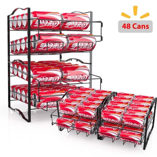 Set of 2 Stackable Soda Can Dispenser Racks – Holds 48 Cans, Fridge & Countertop Organizer
