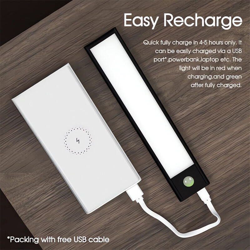 Dimmable LED Motion Sensor Cabinet Light – Rechargeable Magnetic Under-Closet Lamp