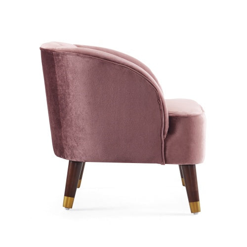 Upholstered Barrel Accent Chair With Wooden Legs - Blush, Orange, White