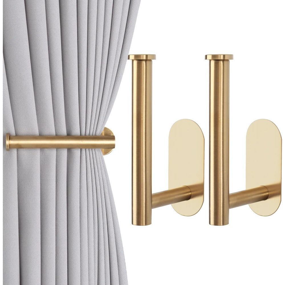 2-Pack No-Drill Adhesive Curtain Holdbacks – Black Modern Tie Backs for Drapes