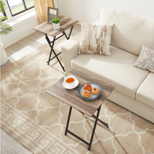 2 Pcs Folding TV Tray Table Set - Slate Color