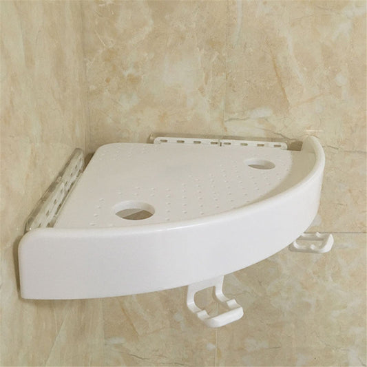 Fan-Shaped Corner Bathroom Shelf – No-Drill Wall-Mounted Storage Rack with Strong Suction