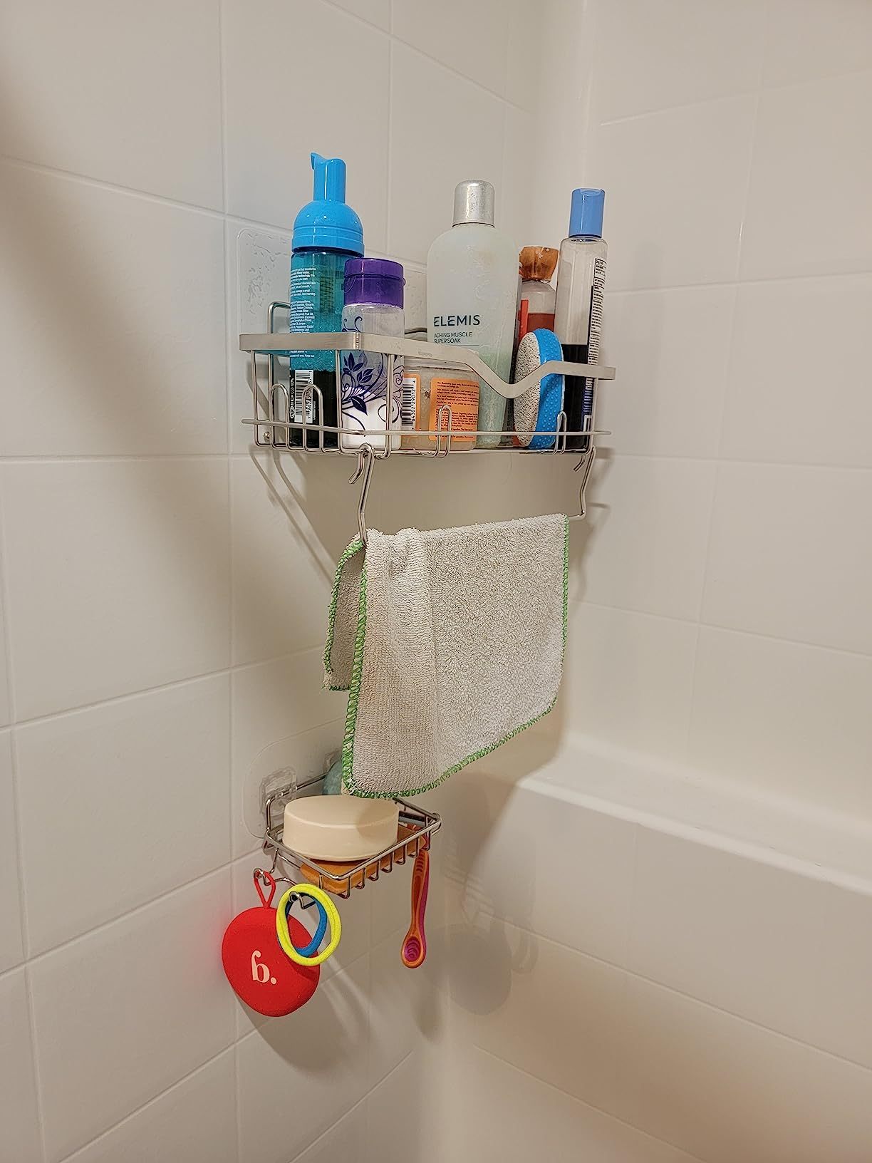 3-Piece Stainless Steel Shower Caddy Set – Wall-Mounted Organizer with Hooks &amp; Soap Dish (No Drilling Required)