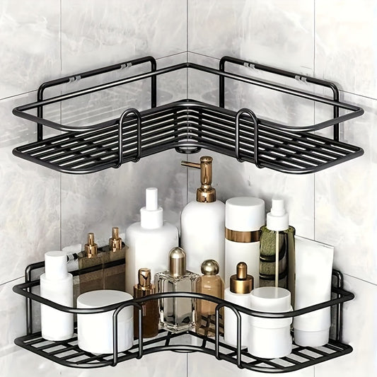 Adhesive Wall Shelf & Triangle Storage Rack – No-Drill, Sleek Design for Bathroom, Kitchen, or Office