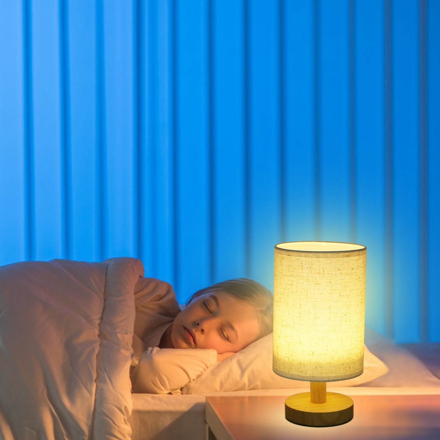 Modern Bedside Lamp with USB Plug – Warm White Light, Minimalist Nightstand Lamp for Bedroom or Dorm